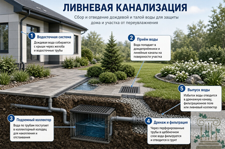 Схема линейного водоотвода на парковке